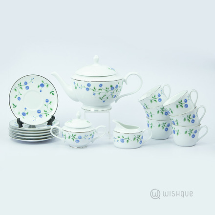 Blue Rose 17 Pcs Dankotuwa Porcelain Tea Set