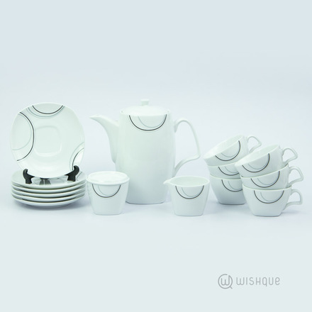 Style 17 Pcs Dankotuwa Porcelain Tea Set (Square Shape)