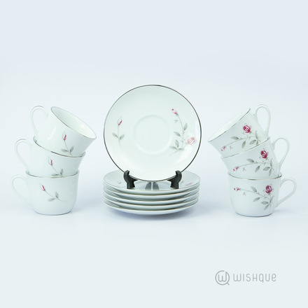 Lasting Rose 12 Pcs Dankotuwa Porcelain Tea Set