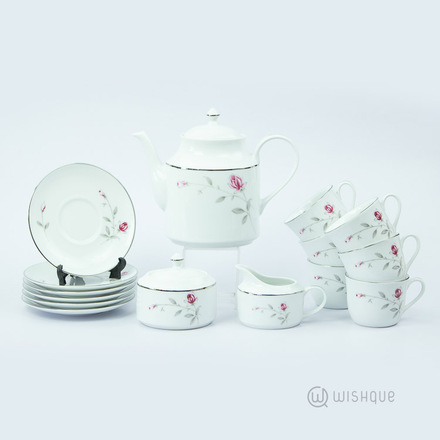 Lasting Rose 17 Pcs Dankotuwa Porcelain Tea Set