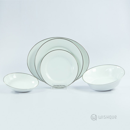 Cherry-R-Avi Platinum 21 Pcs Dankotuwa Porcelain Dinner Set