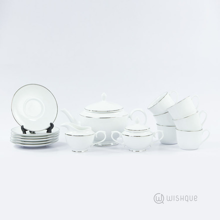 Cherry-R-Avi Platinum 17 Pcs Dankotuwa Porcelain Tea Set