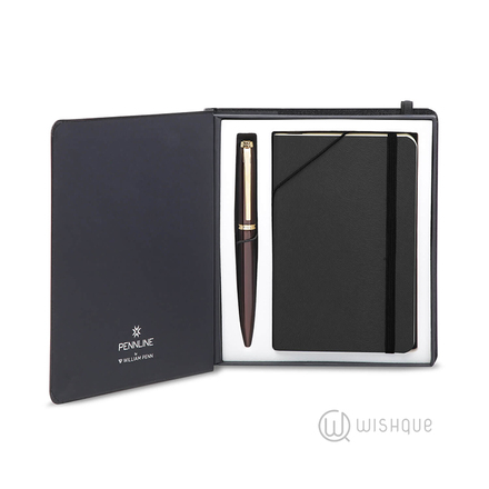 Pen Pennline Atlas 3209 Gloss Brown - Gold Trims Bp - A6 Softbound Notebook